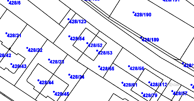 Parcela st. 428/53 v KÚ Rebešovice, Katastrální mapa