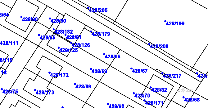 Parcela st. 428/66 v KÚ Rebešovice, Katastrální mapa