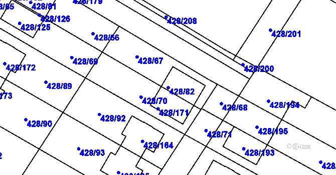 Parcela st. 428/82 v KÚ Rebešovice, Katastrální mapa