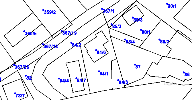 Parcela st. 84/6 v KÚ Rebešovice, Katastrální mapa