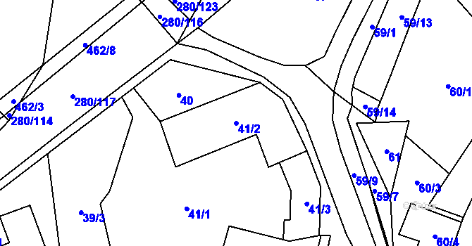 Parcela st. 41/2 v KÚ Rebešovice, Katastrální mapa
