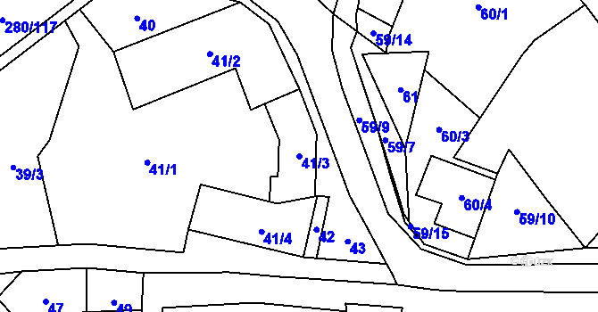 Parcela st. 41/3 v KÚ Rebešovice, Katastrální mapa