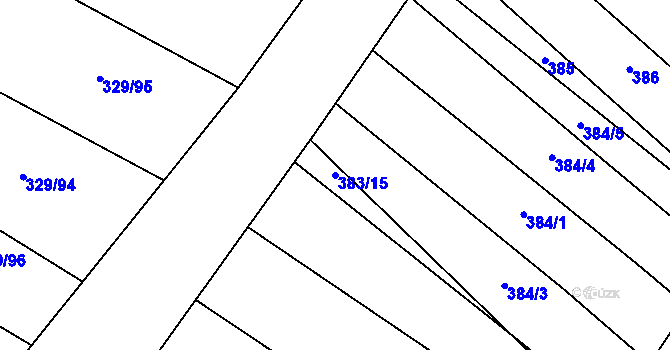 Parcela st. 383/15 v KÚ Rebešovice, Katastrální mapa