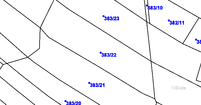 Parcela st. 383/22 v KÚ Rebešovice, Katastrální mapa