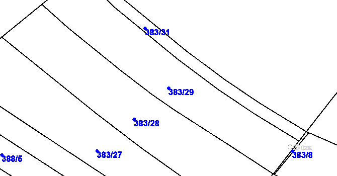 Parcela st. 383/29 v KÚ Rebešovice, Katastrální mapa