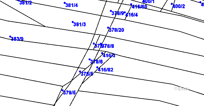 Parcela st. 416/3 v KÚ Rebešovice, Katastrální mapa
