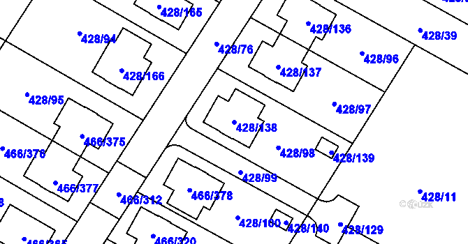 Parcela st. 428/138 v KÚ Rebešovice, Katastrální mapa