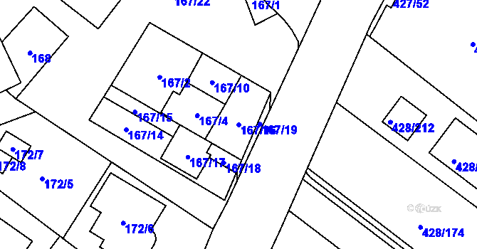 Parcela st. 167/16 v KÚ Rebešovice, Katastrální mapa