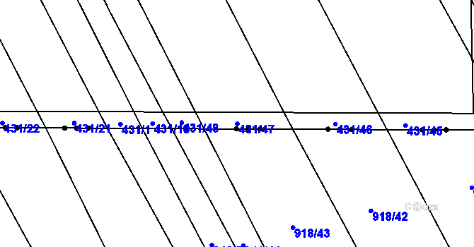 Parcela st. 431/47 v KÚ Rebešovice, Katastrální mapa