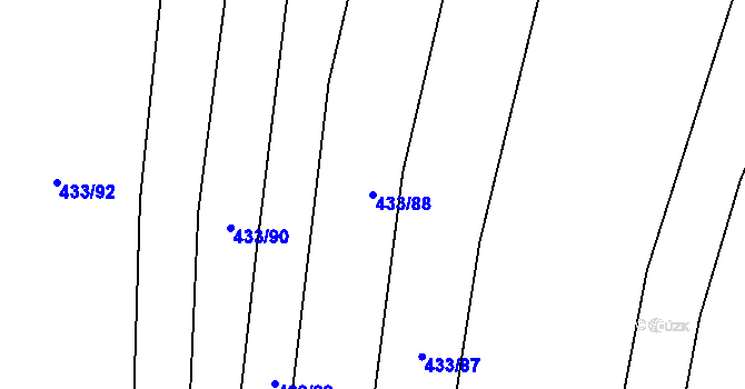 Parcela st. 433/88 v KÚ Rebešovice, Katastrální mapa