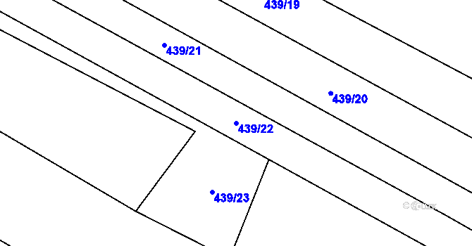 Parcela st. 439/22 v KÚ Rebešovice, Katastrální mapa