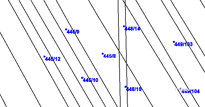 Parcela st. 445/8 v KÚ Rebešovice, Katastrální mapa