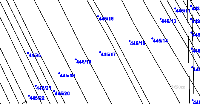 Parcela st. 445/17 v KÚ Rebešovice, Katastrální mapa