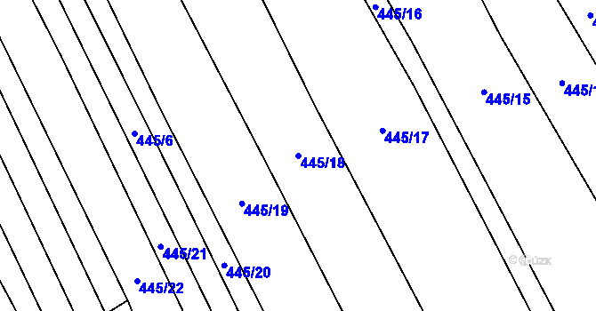 Parcela st. 445/18 v KÚ Rebešovice, Katastrální mapa