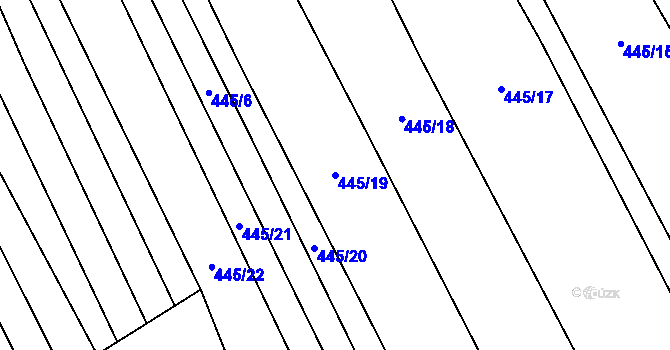 Parcela st. 445/19 v KÚ Rebešovice, Katastrální mapa
