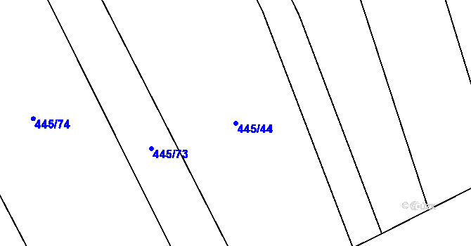 Parcela st. 445/44 v KÚ Rebešovice, Katastrální mapa
