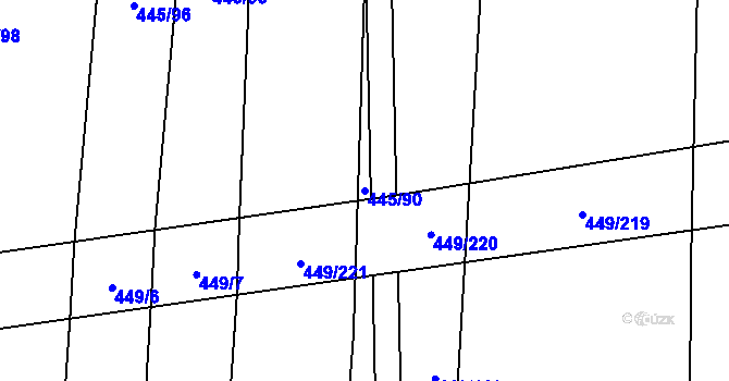 Parcela st. 445/90 v KÚ Rebešovice, Katastrální mapa