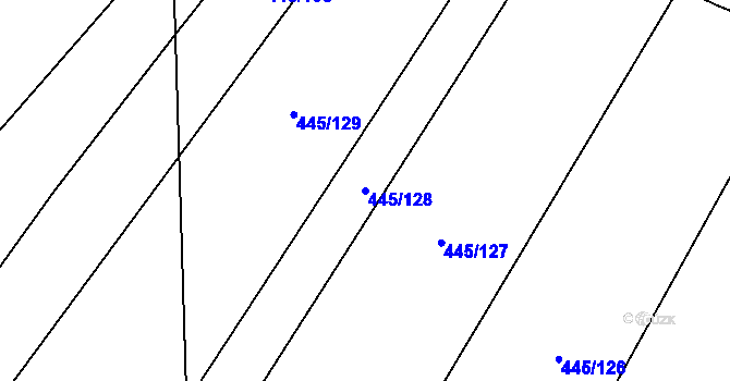 Parcela st. 445/128 v KÚ Rebešovice, Katastrální mapa
