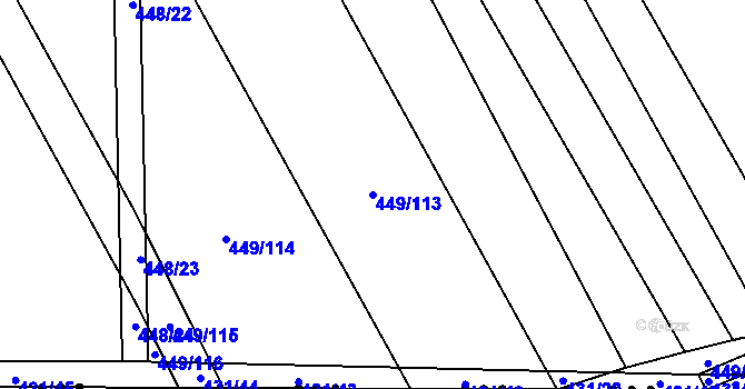 Parcela st. 449/113 v KÚ Rebešovice, Katastrální mapa