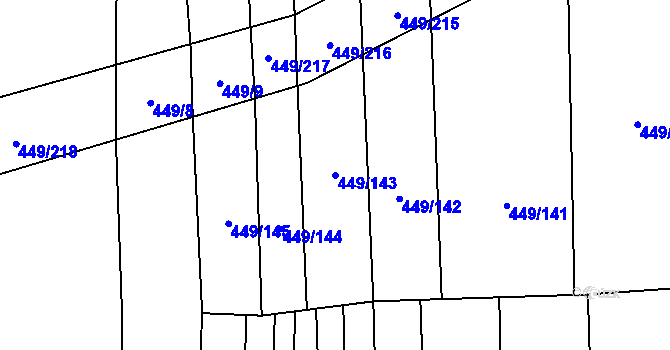 Parcela st. 449/143 v KÚ Rebešovice, Katastrální mapa