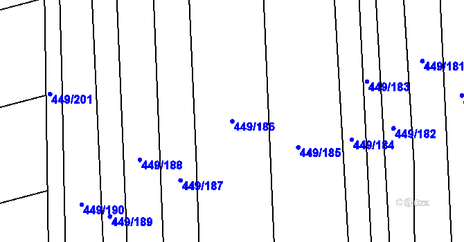 Parcela st. 449/186 v KÚ Rebešovice, Katastrální mapa