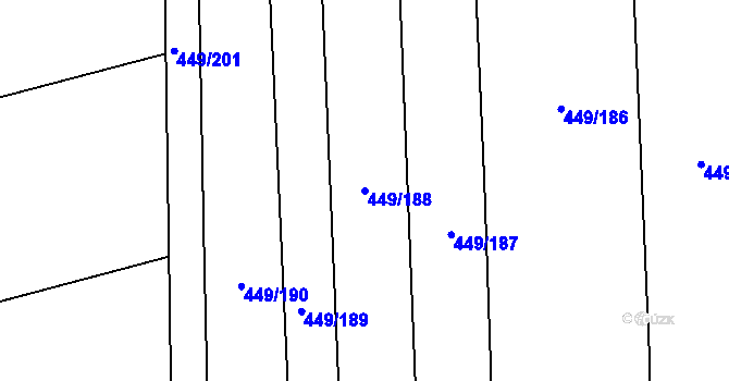 Parcela st. 449/188 v KÚ Rebešovice, Katastrální mapa