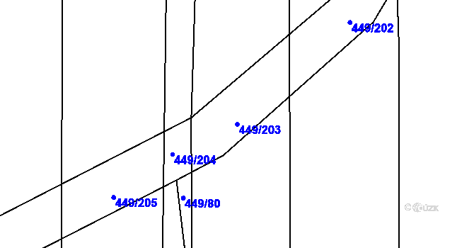 Parcela st. 449/203 v KÚ Rebešovice, Katastrální mapa