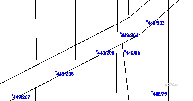Parcela st. 449/205 v KÚ Rebešovice, Katastrální mapa