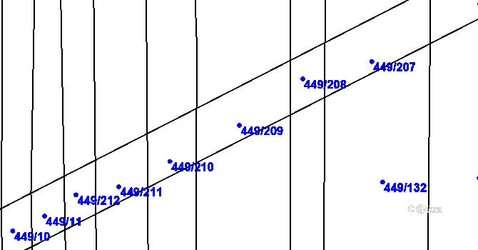 Parcela st. 449/209 v KÚ Rebešovice, Katastrální mapa