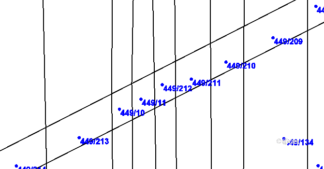 Parcela st. 449/212 v KÚ Rebešovice, Katastrální mapa