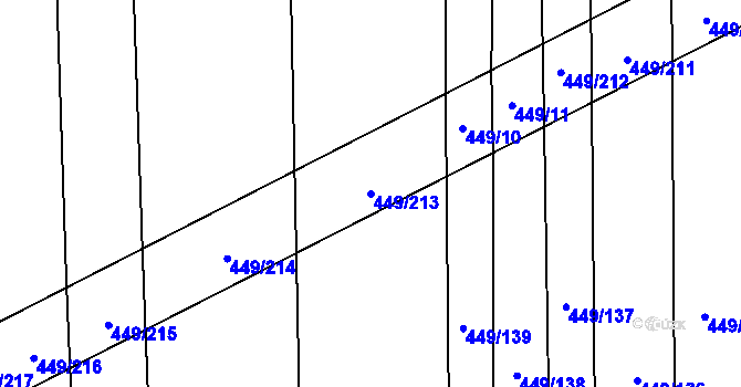 Parcela st. 449/213 v KÚ Rebešovice, Katastrální mapa