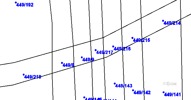 Parcela st. 449/217 v KÚ Rebešovice, Katastrální mapa