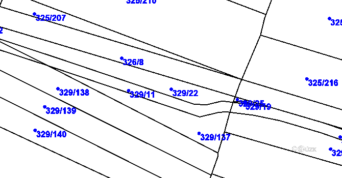 Parcela st. 329/22 v KÚ Rebešovice, Katastrální mapa