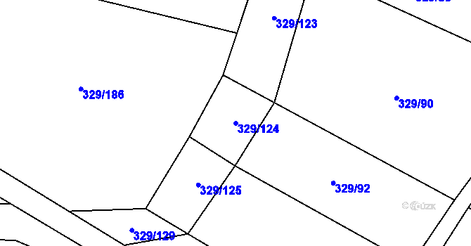 Parcela st. 329/124 v KÚ Rebešovice, Katastrální mapa