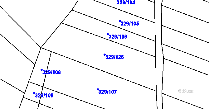 Parcela st. 329/126 v KÚ Rebešovice, Katastrální mapa
