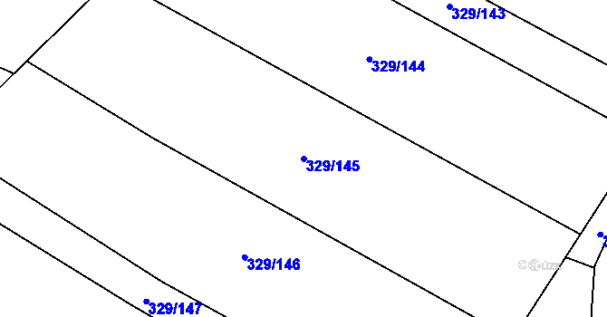 Parcela st. 329/145 v KÚ Rebešovice, Katastrální mapa