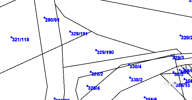 Parcela st. 329/190 v KÚ Rebešovice, Katastrální mapa