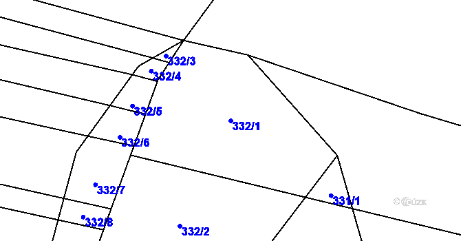 Parcela st. 332/1 v KÚ Rebešovice, Katastrální mapa