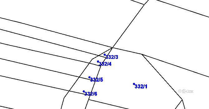 Parcela st. 332/3 v KÚ Rebešovice, Katastrální mapa
