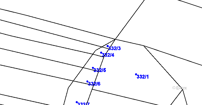 Parcela st. 332/4 v KÚ Rebešovice, Katastrální mapa