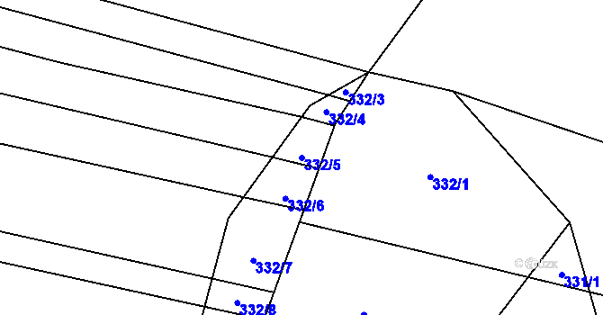 Parcela st. 332/5 v KÚ Rebešovice, Katastrální mapa