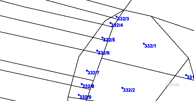Parcela st. 332/6 v KÚ Rebešovice, Katastrální mapa