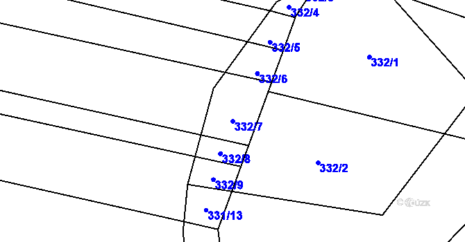 Parcela st. 332/7 v KÚ Rebešovice, Katastrální mapa