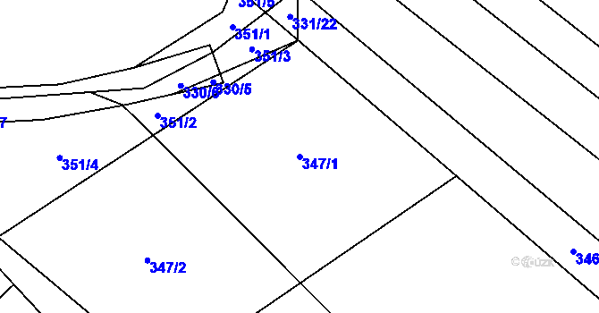 Parcela st. 347/1 v KÚ Rebešovice, Katastrální mapa