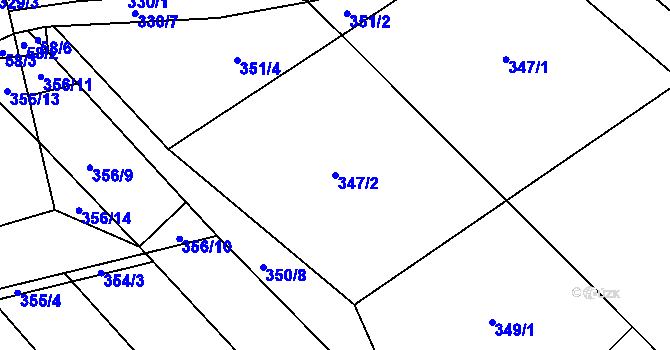 Parcela st. 347/2 v KÚ Rebešovice, Katastrální mapa