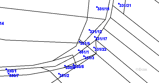 Parcela st. 351/5 v KÚ Rebešovice, Katastrální mapa