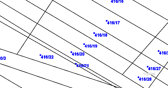 Parcela st. 416/19 v KÚ Rebešovice, Katastrální mapa
