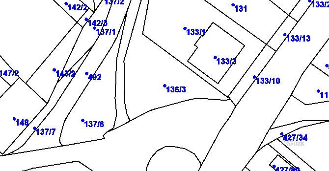 Parcela st. 136/3 v KÚ Rebešovice, Katastrální mapa