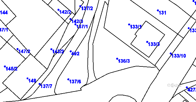 Parcela st. 136/4 v KÚ Rebešovice, Katastrální mapa
