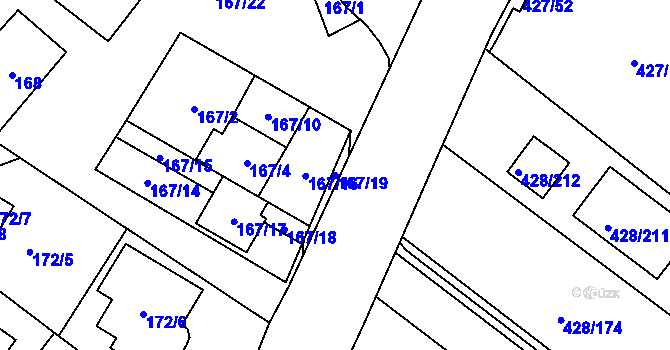 Parcela st. 167/19 v KÚ Rebešovice, Katastrální mapa